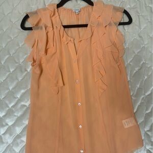 T.BABATON Aritzia pastel orange 100% silk blouse with buttons in size x-small